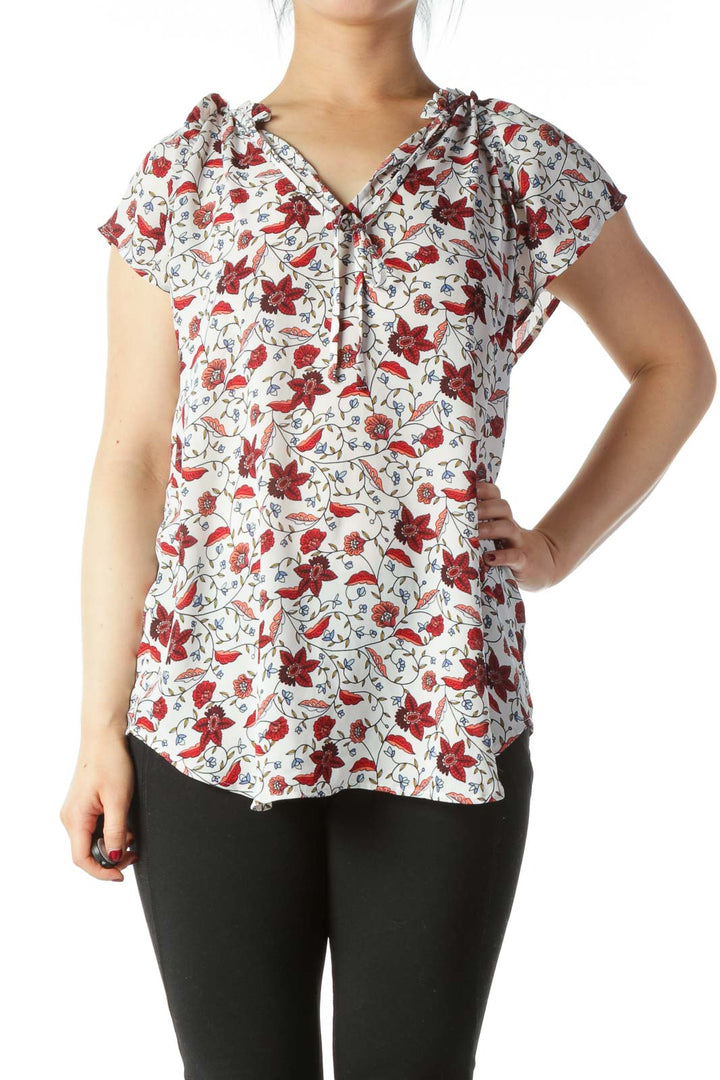 Multicolored Floral Print Flare Detail Shift Top