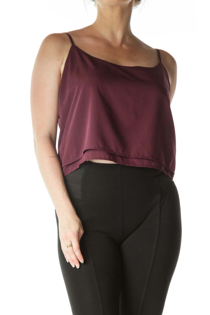 Purple Spaghetti-Strap Short Shift Top