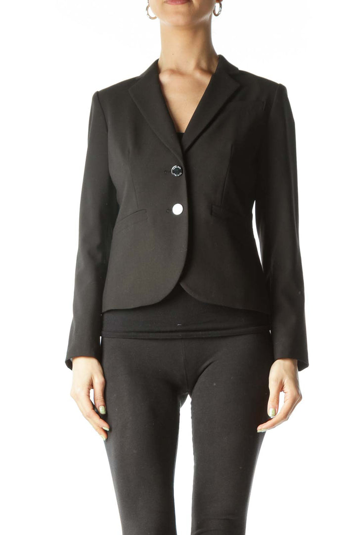 Black Buttoned Pocketed Blazer