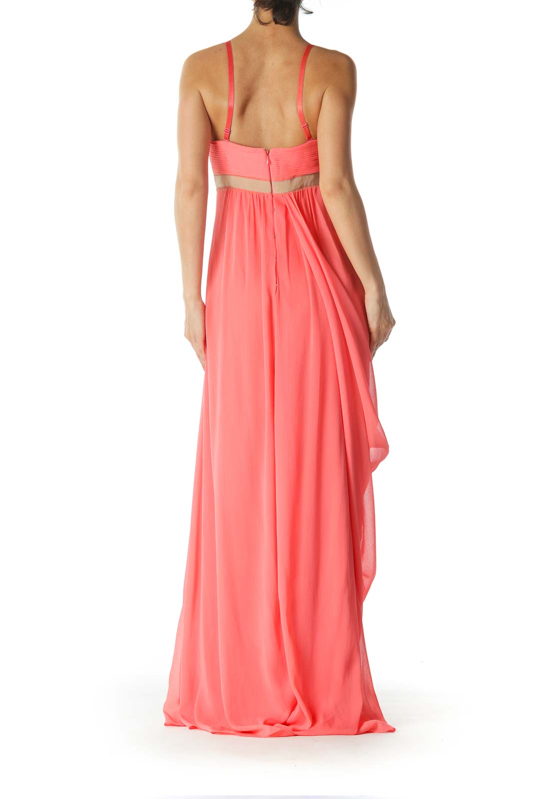 Pink Strapless Draped Evening Dress