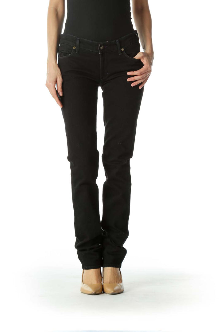 Black Embroidered Skinny Pants