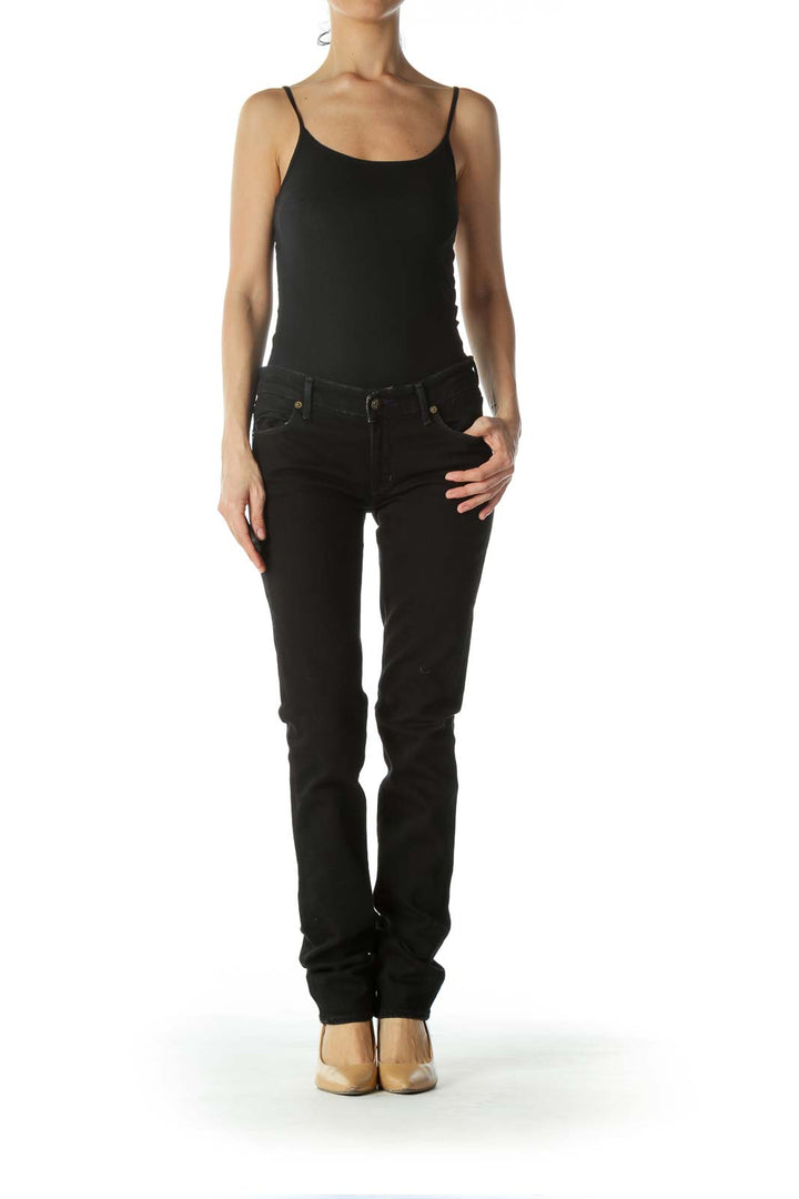 Black Embroidered Skinny Pants