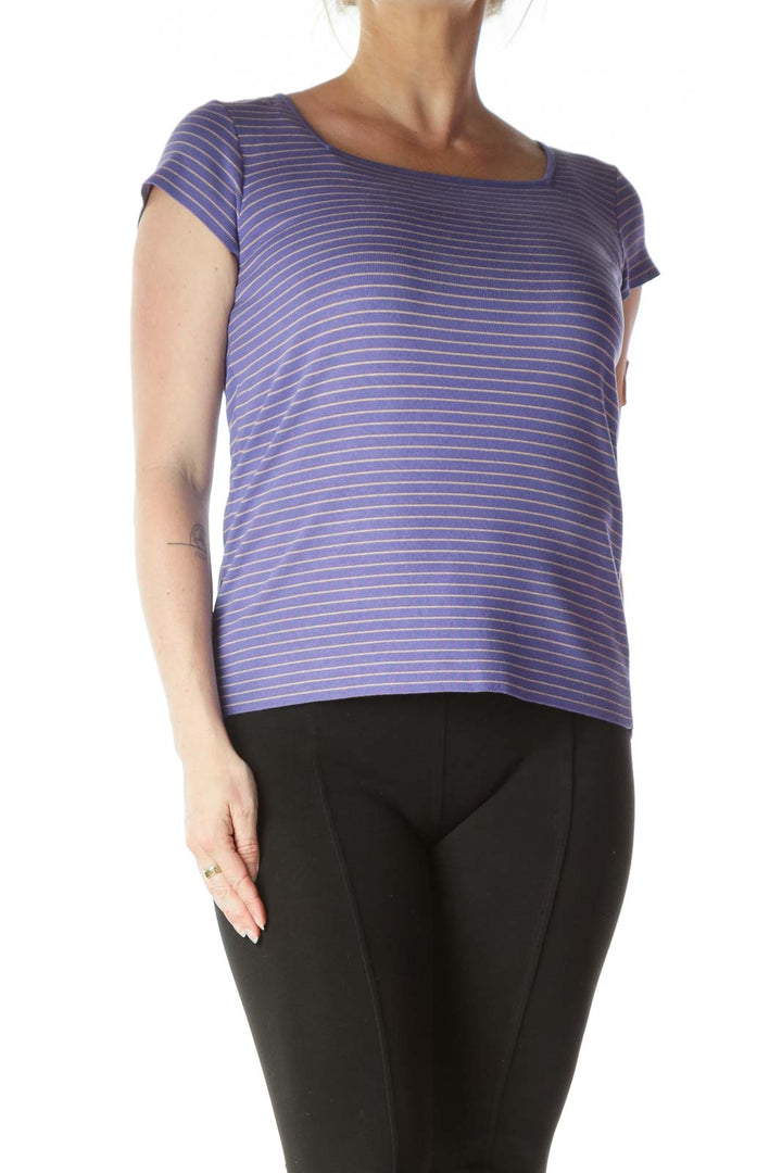 Purple Knit Square Neck Top