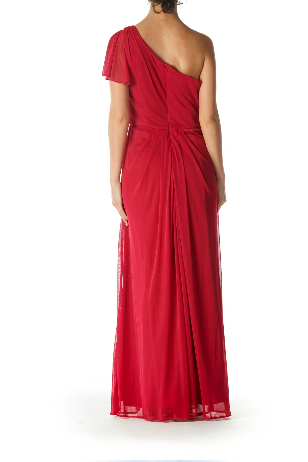 Red One Shoulder Evening Dress