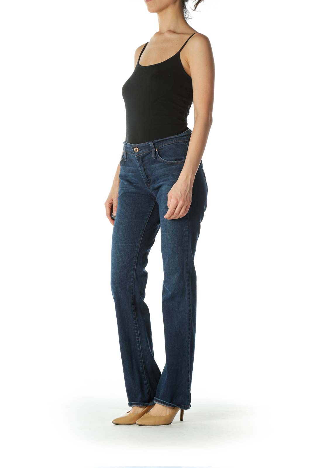 Blue Mid-Rise Boot-Cut Jeans