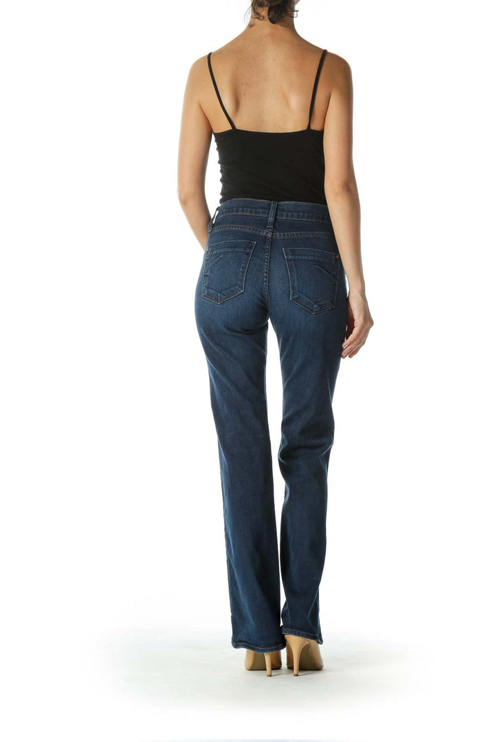 Blue Mid-Rise Boot-Cut Jeans