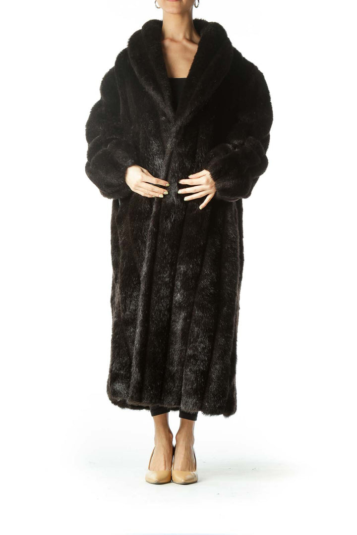 Black Long Faux-Fur Coat