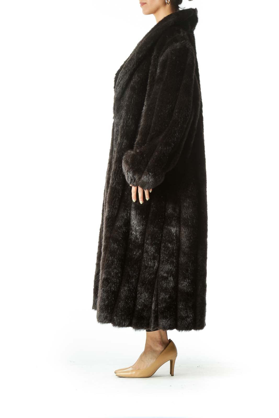 Black Long Faux-Fur Coat