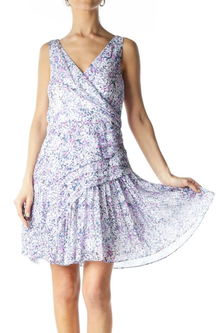 Multicolor Floral Pleated Day Dress