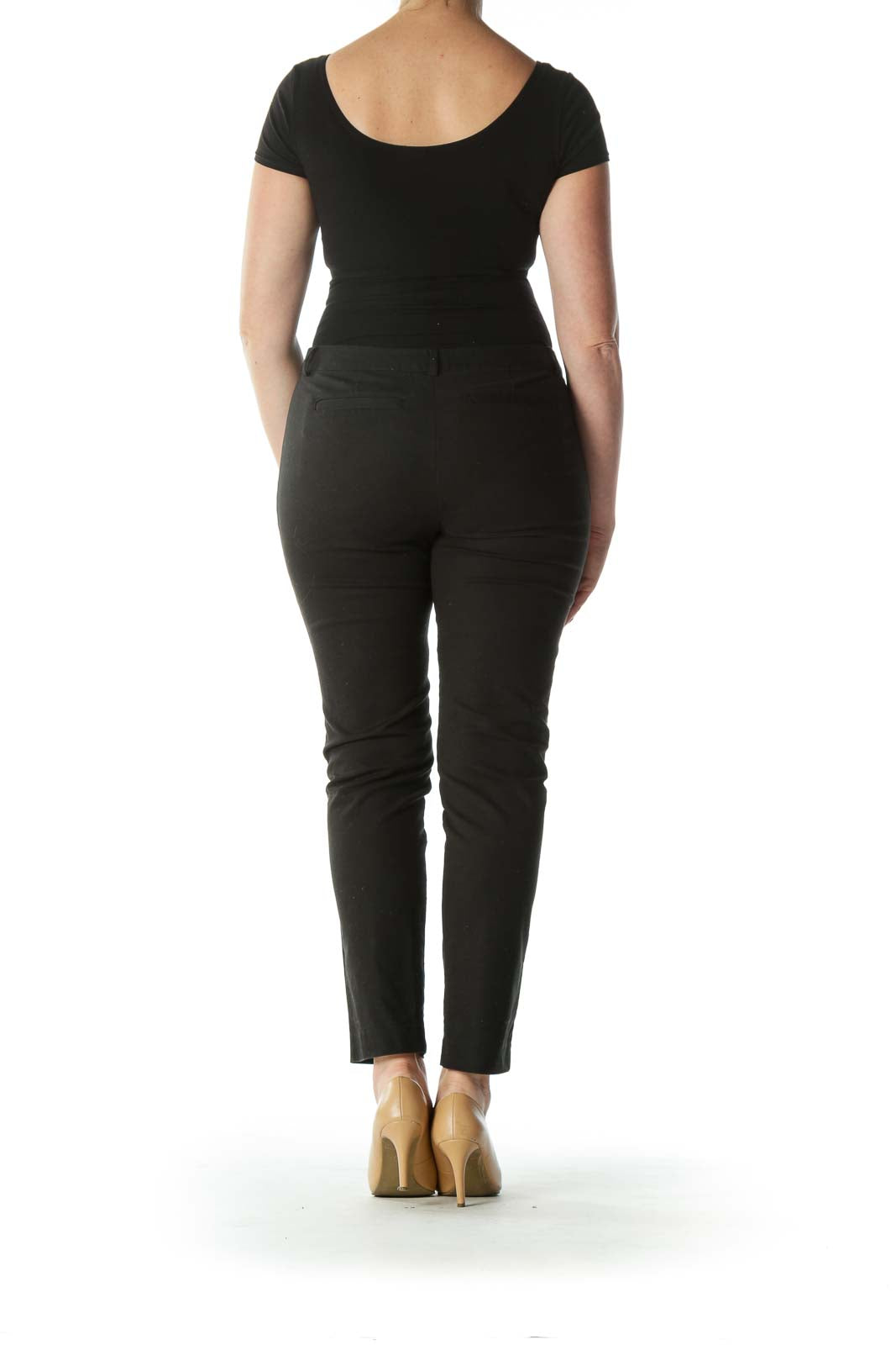 Black Zippered Pocket Slim-Fit Pants