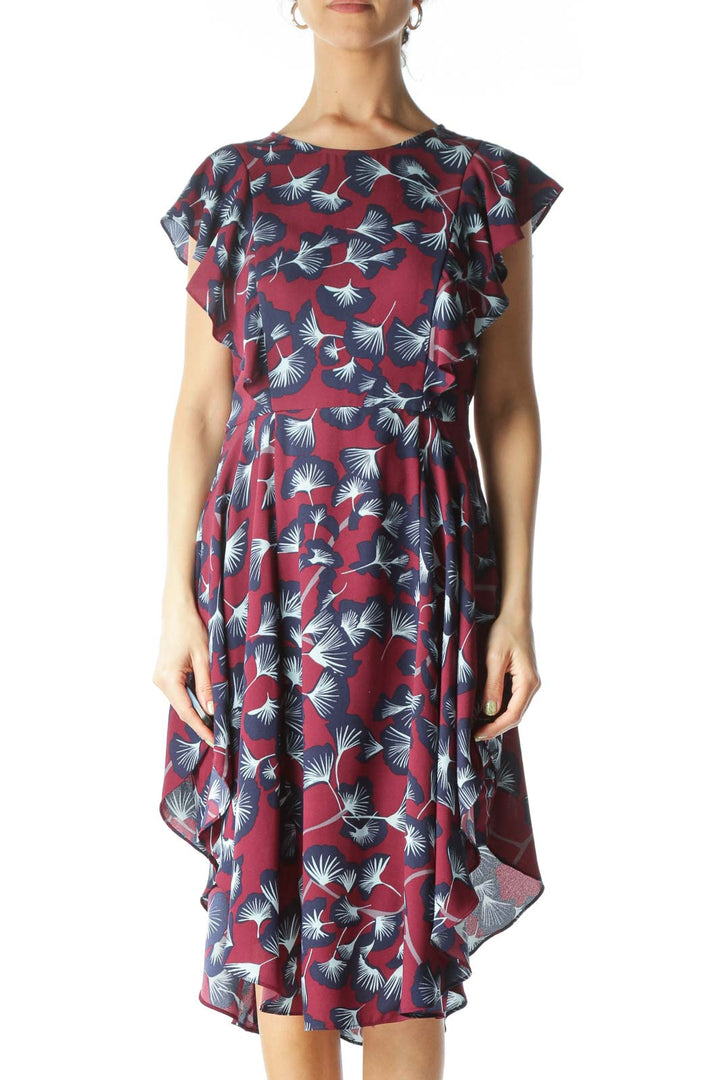 Burgundy Floral Day Dress