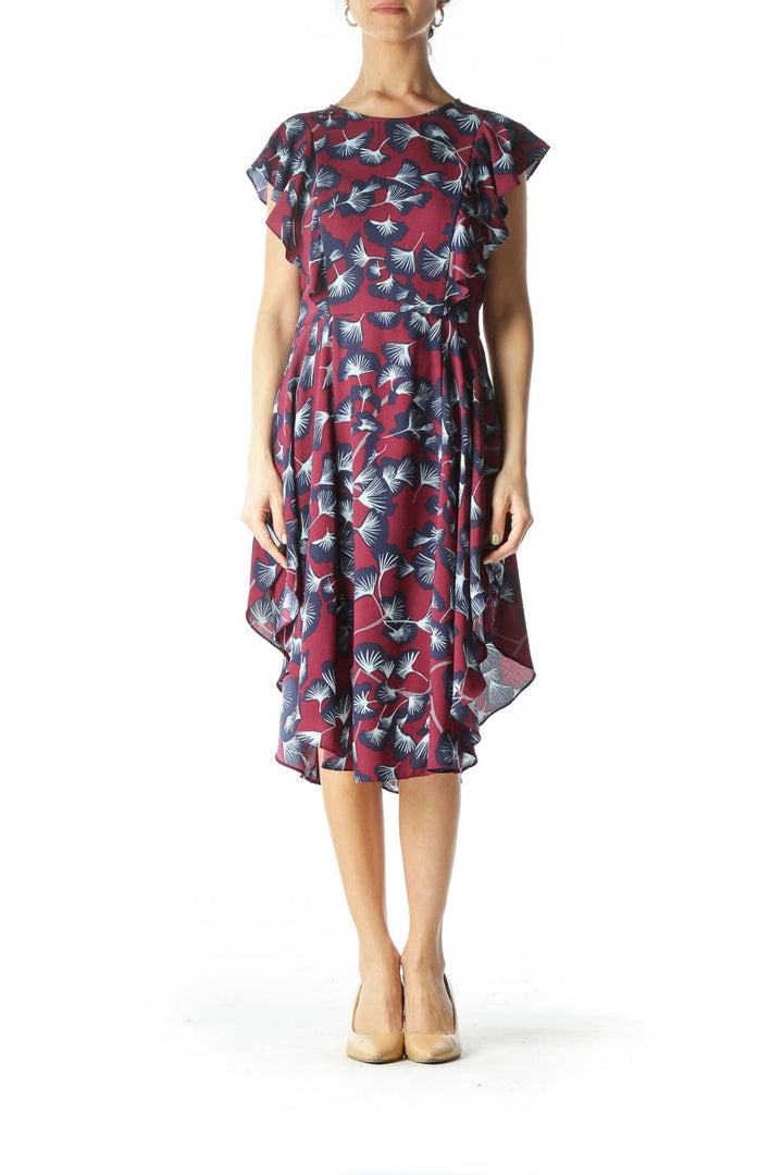 Burgundy Floral Day Dress