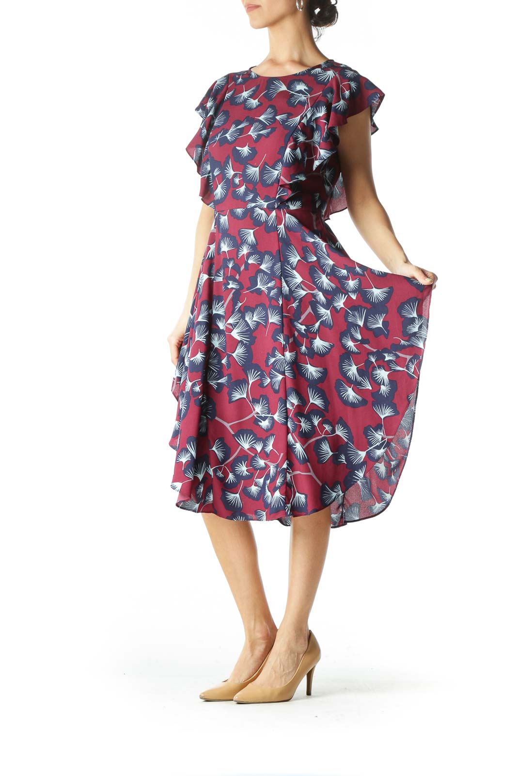 Burgundy Floral Day Dress