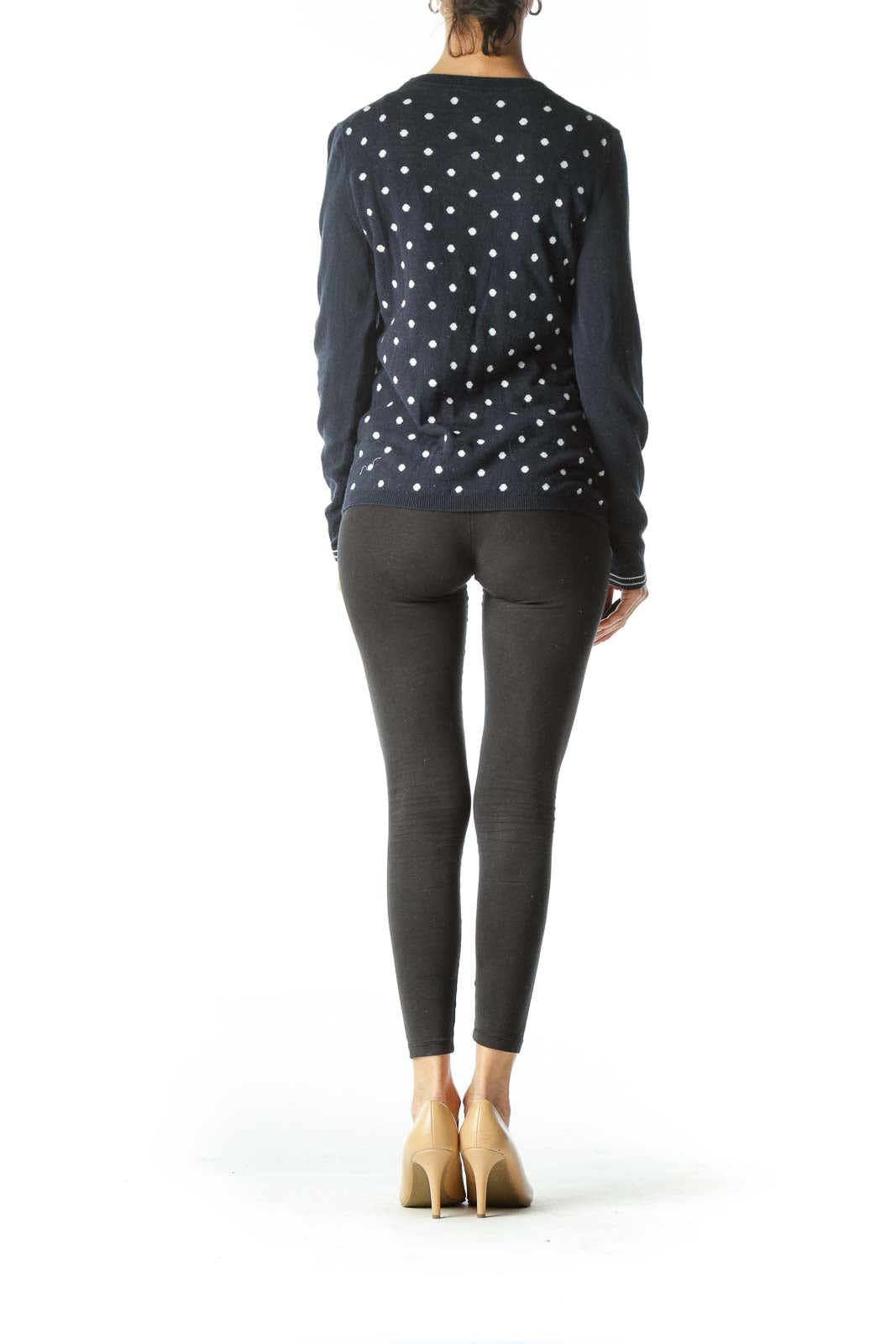 Navy Polka Dot Knit Top