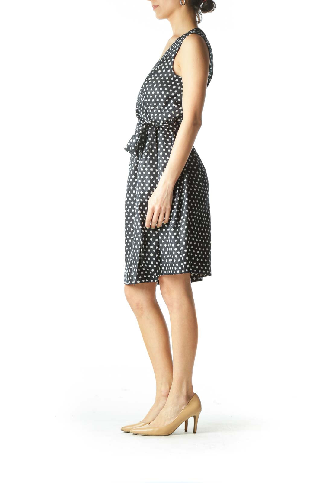 Black and White Polka-Dot Wrap Dress