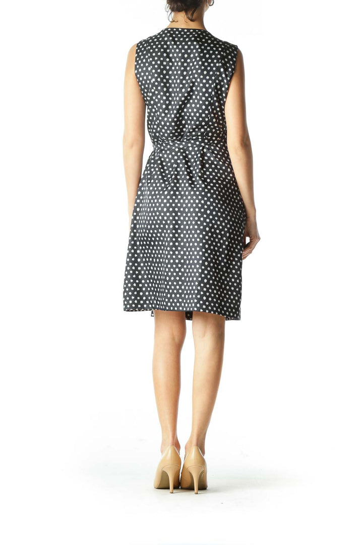 Black and White Polka-Dot Wrap Dress