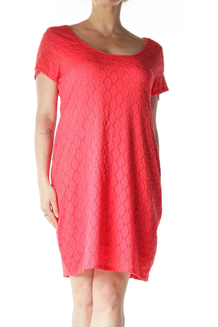 Pink Embossed T-Shirt Dress