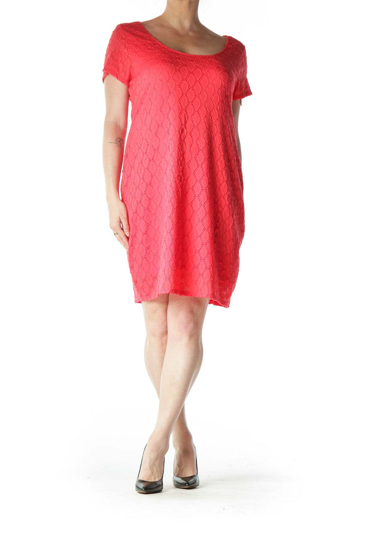 Pink Embossed T-Shirt Dress