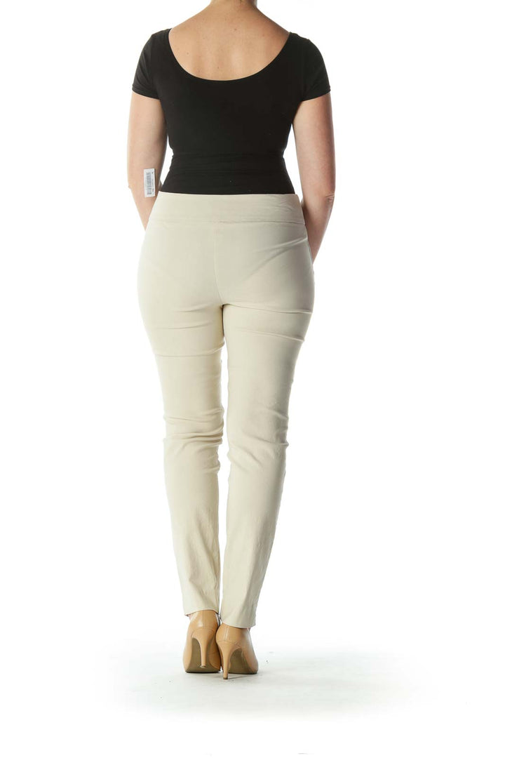 Beige Mid Rise Stretchy Skinny Pants