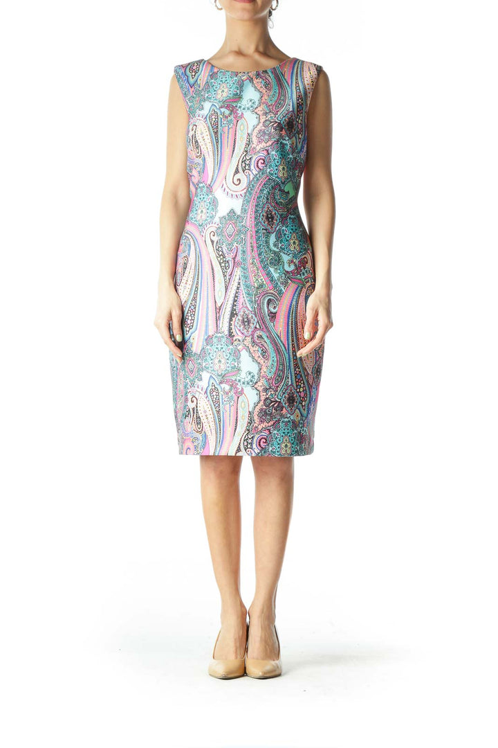 Multicolor Paisley Structured Work Dress