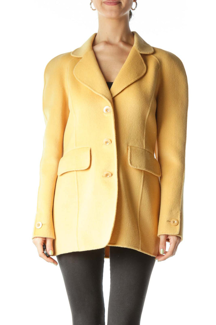 Yellow New Single Layer Wool Blend Coat