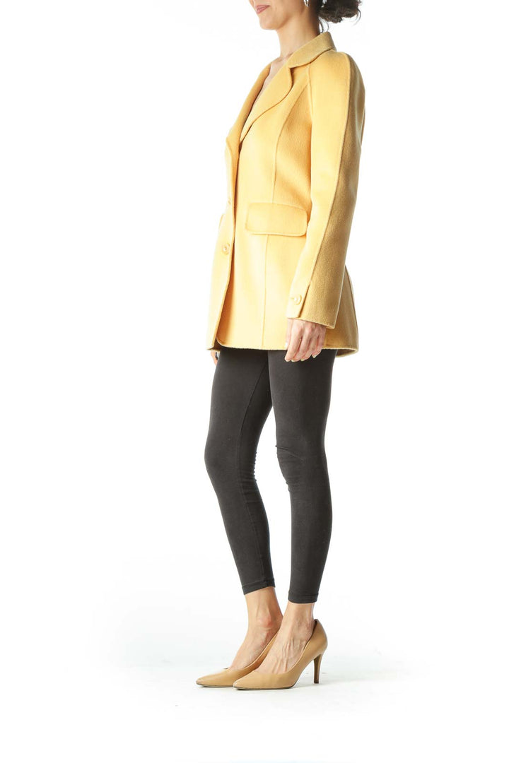 Yellow New Single Layer Wool Blend Coat