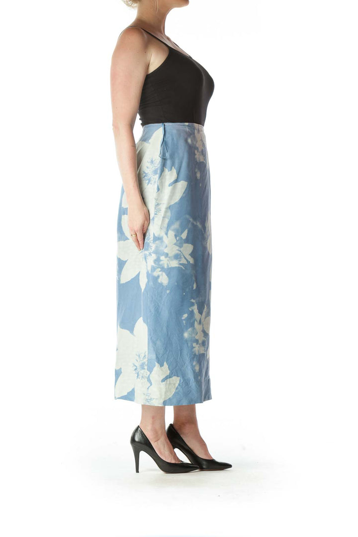 Blue Pattern Wrap Skirt