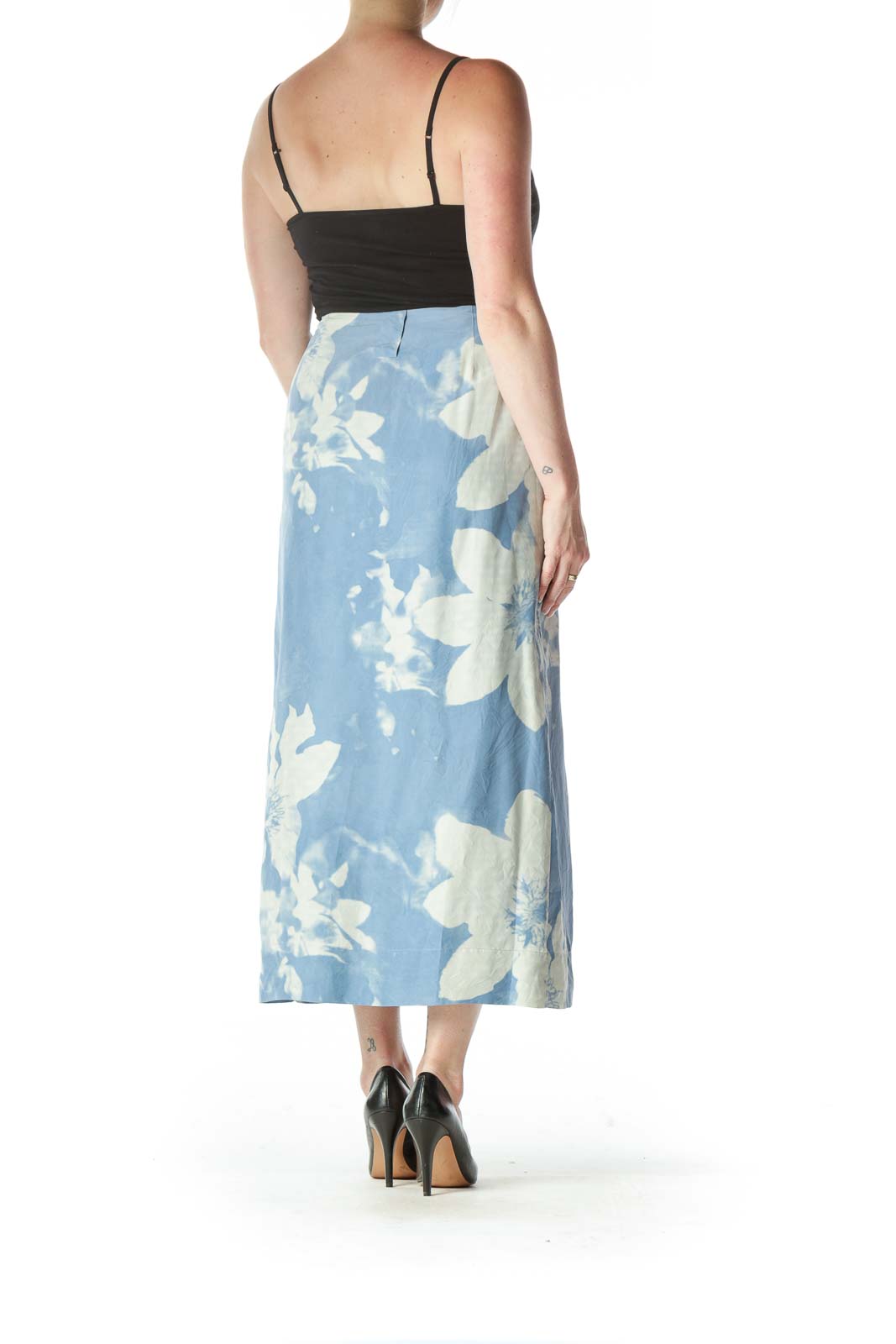 Blue Pattern Wrap Skirt