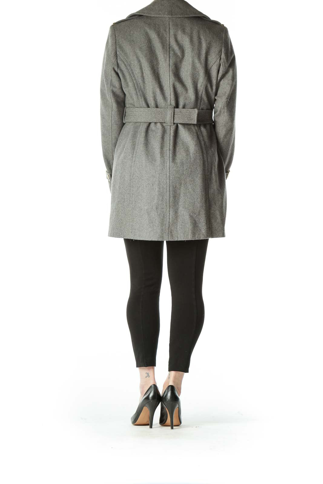 Gray Wool Belted Coat