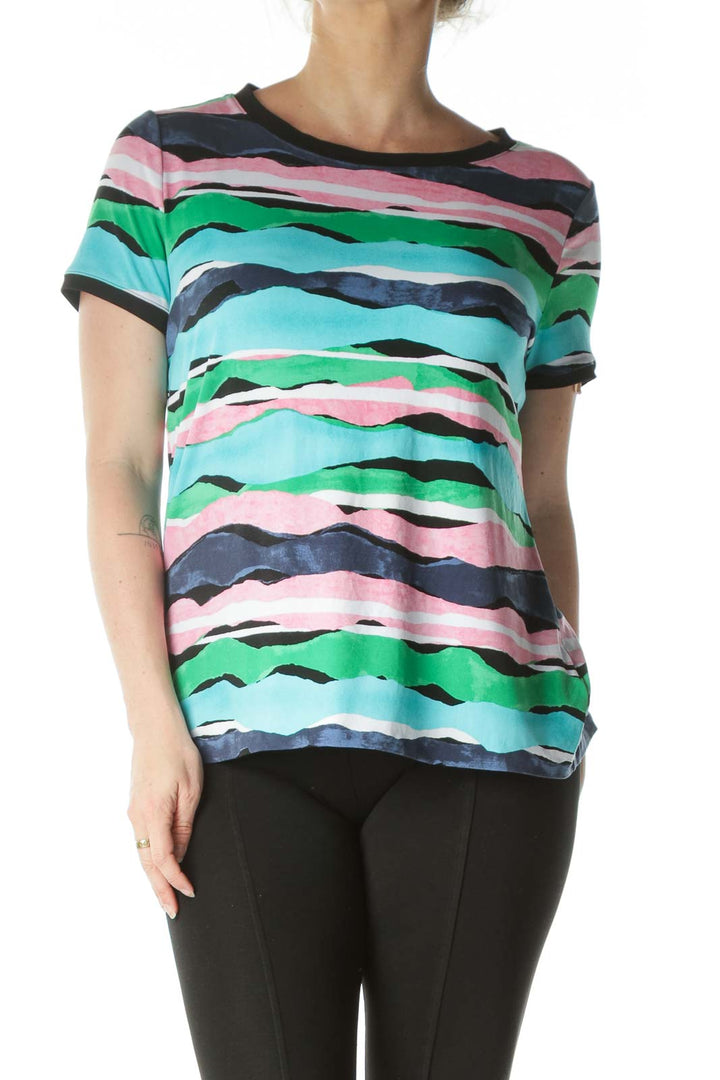 Multicolor Stretch Buttoned Print Shirt