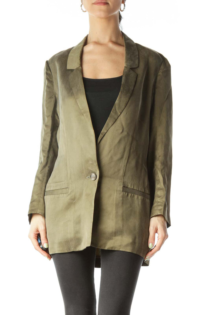 Green Designer Cupro Blazer