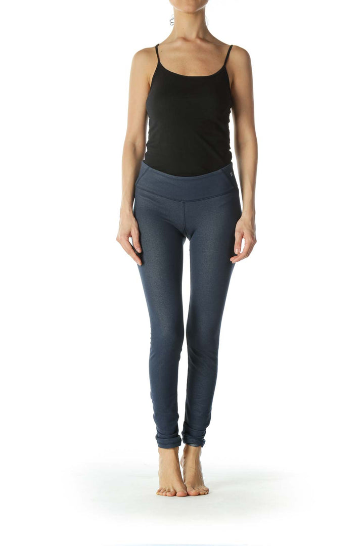 Dark Navy Blue Knit Stretch Leggings