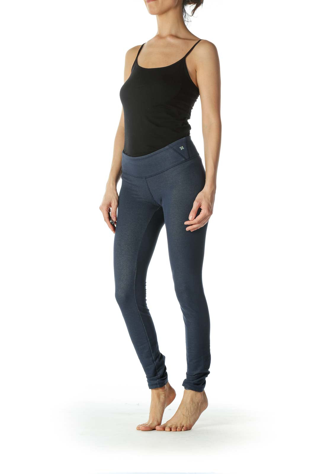 Dark Navy Blue Knit Stretch Leggings