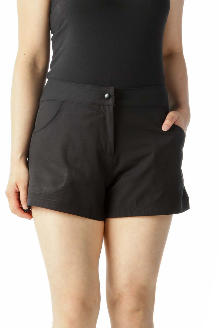 Black Pocketed Stretch Sports Shorts