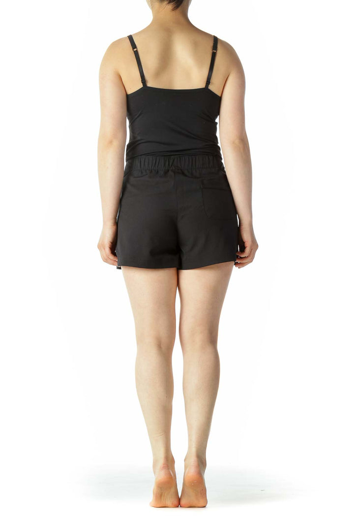 Black Pocketed Stretch Sports Shorts