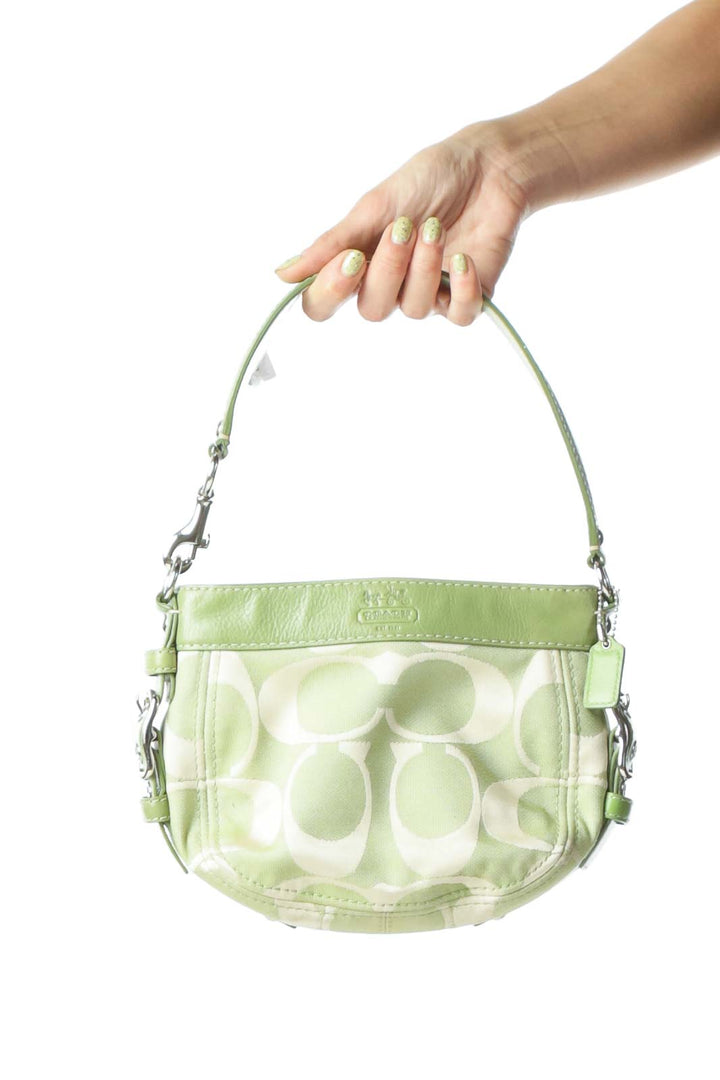 Green Monogrammed Leather Handbag