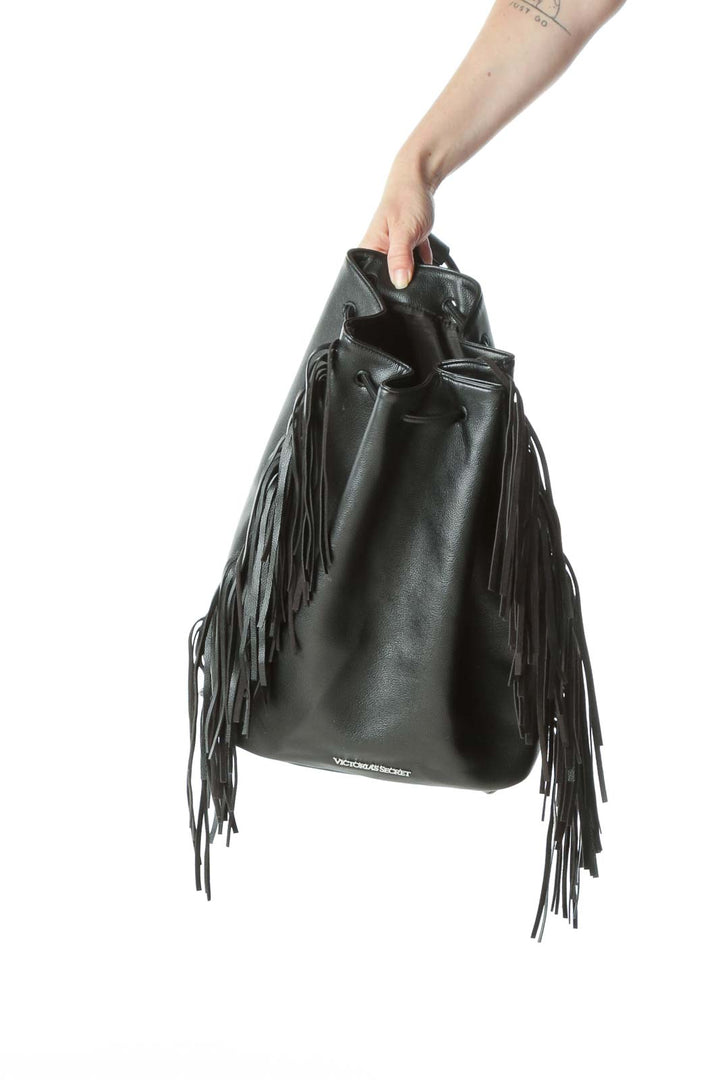 Black Fringed Accents Backpack