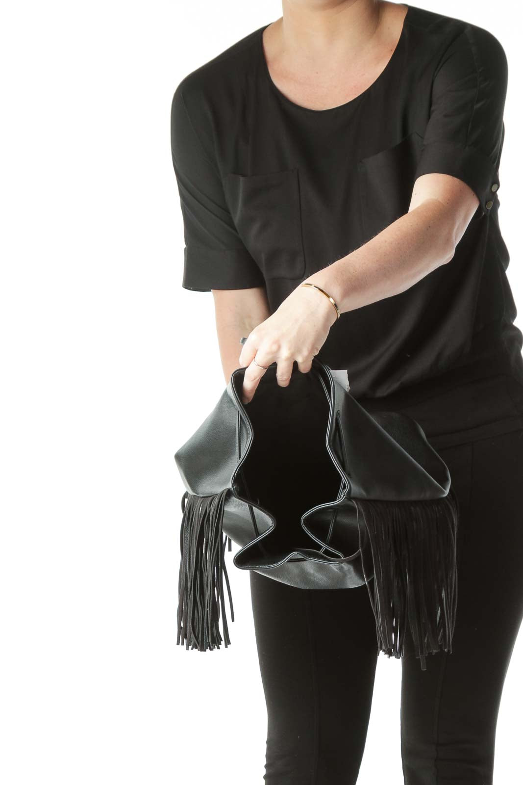 Black Fringed Accents Backpack