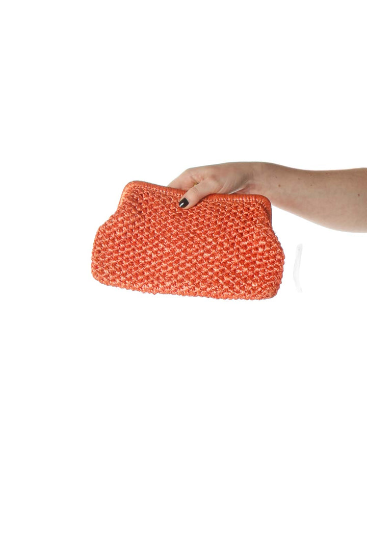 Orange Woven Kiss-Lock Vintage Clutch