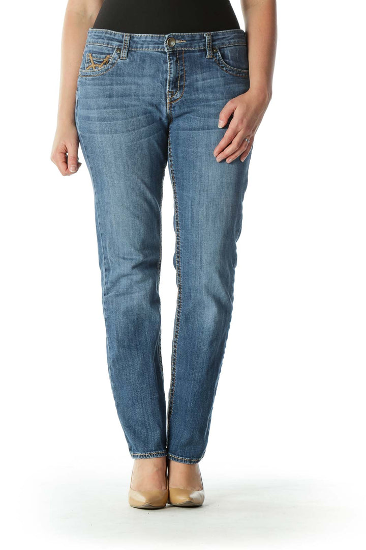 Blue Medium Wash Denim Skinny Jeans