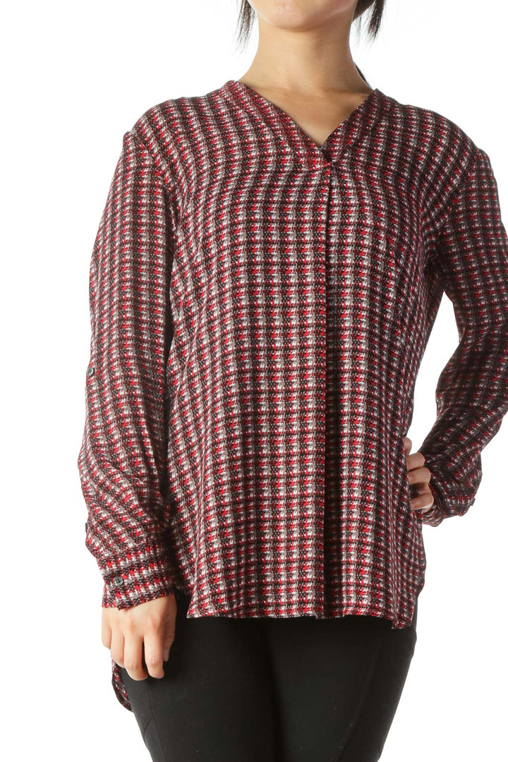 Multicolor Printed V-Neck Long-Sleeve Shirt