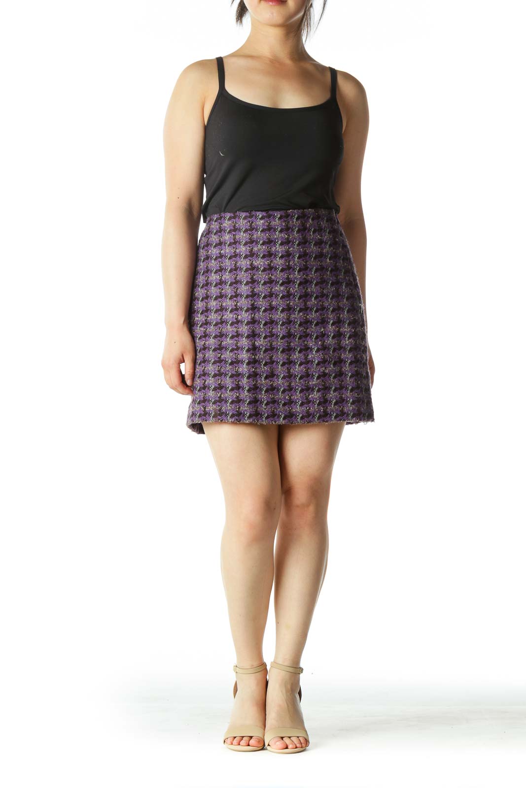 Purple Houndstooth Mini Skirt