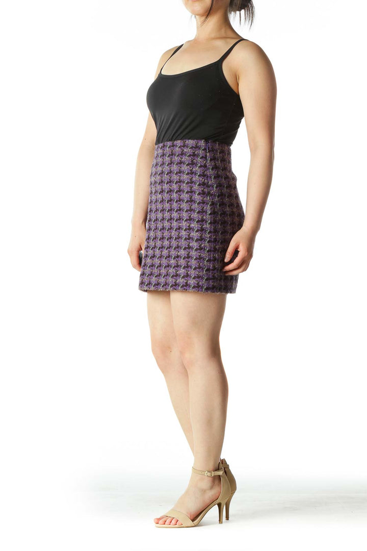 Purple Houndstooth Mini Skirt