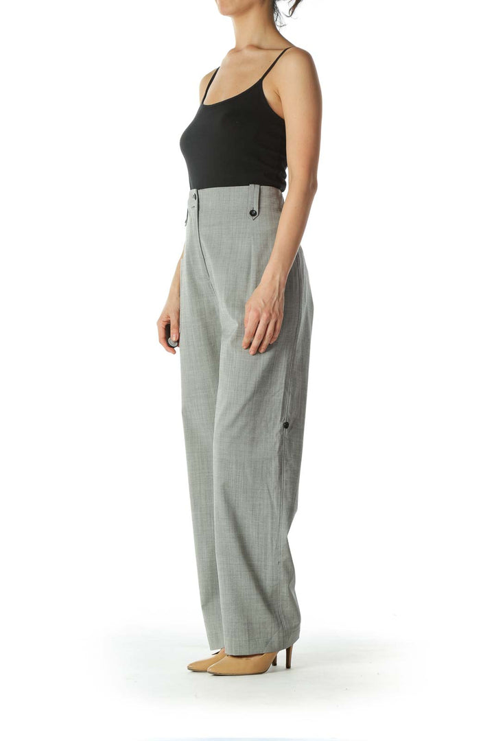 Gray High Waisted Wide Leg Pant