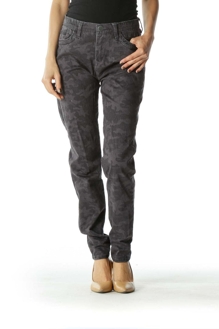 Black and Gray Faded Camouflage Skinny Pants