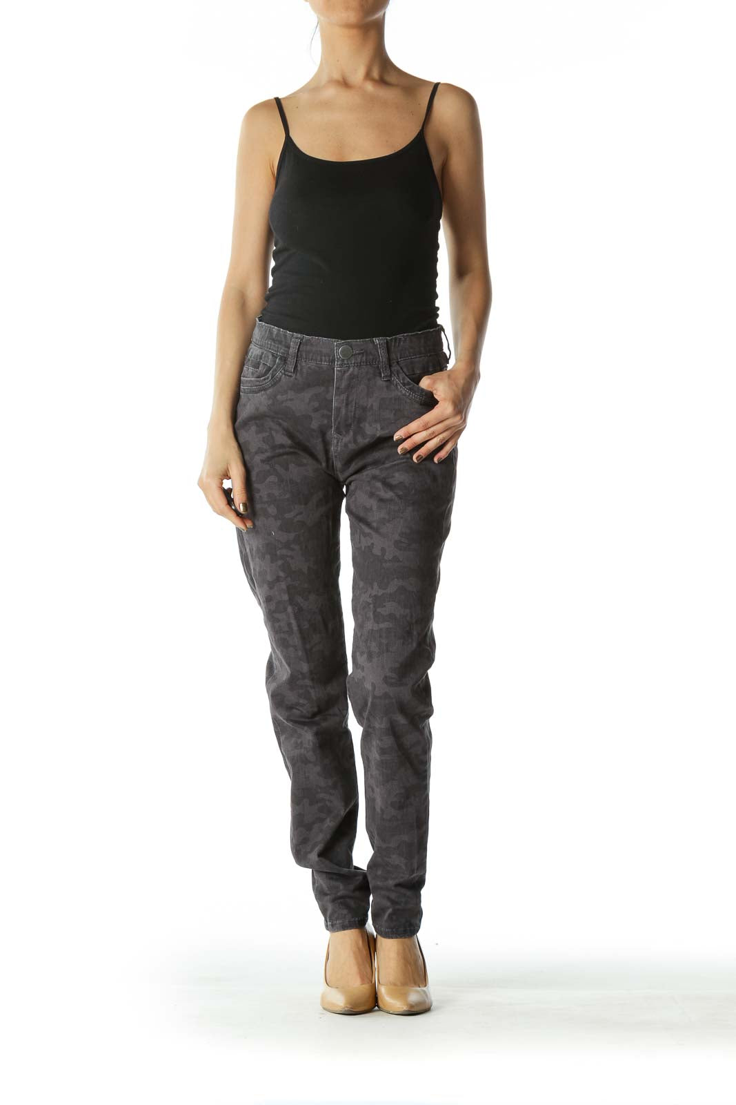 Black and Gray Faded Camouflage Skinny Pants