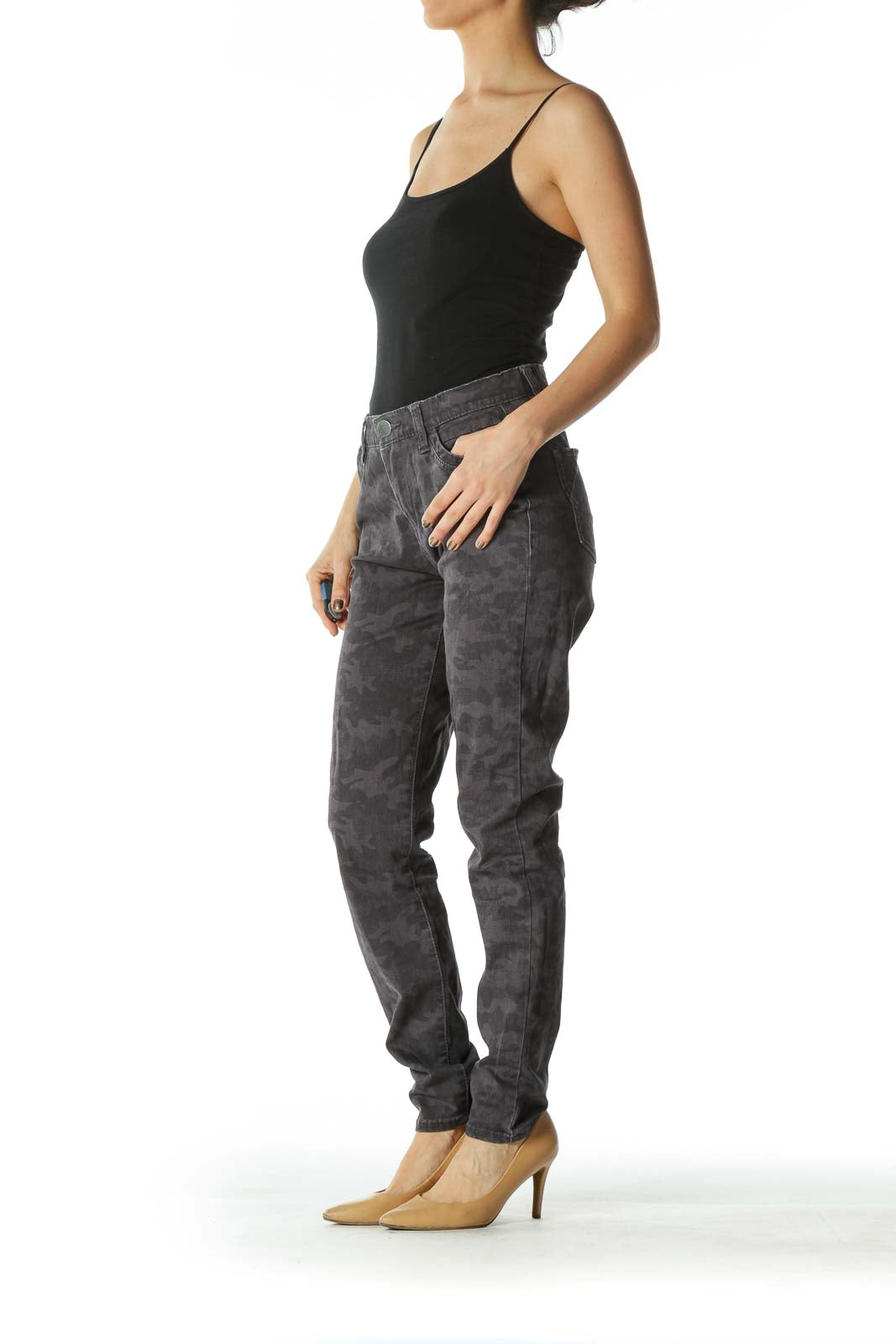 Black and Gray Faded Camouflage Skinny Pants