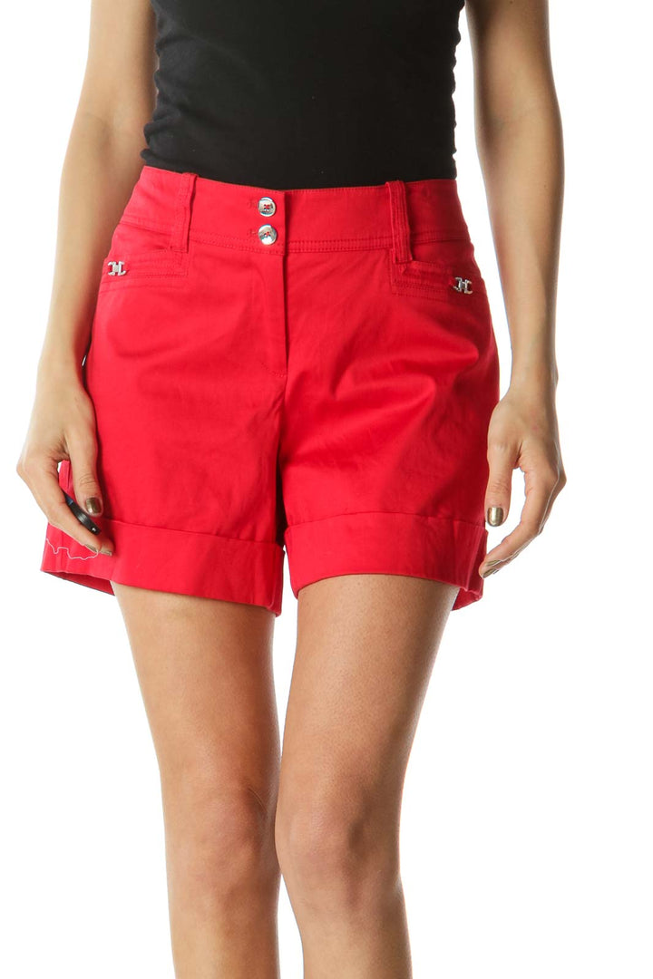 Red High-Waisted Shorts