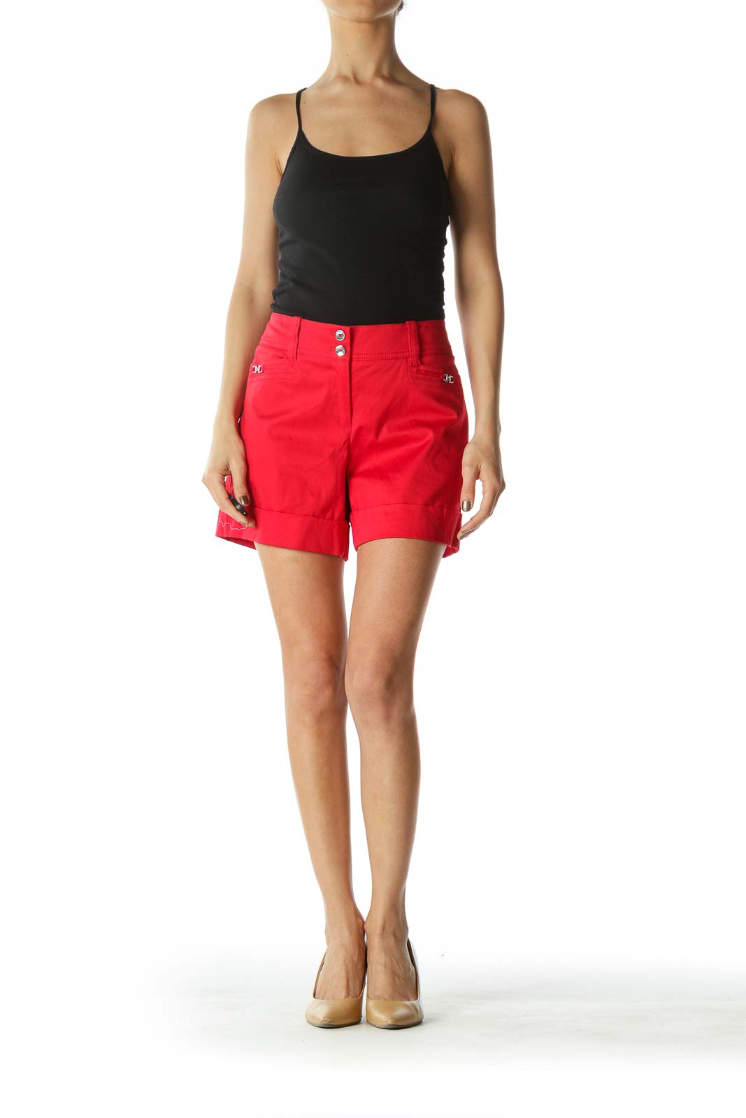 Red High-Waisted Shorts