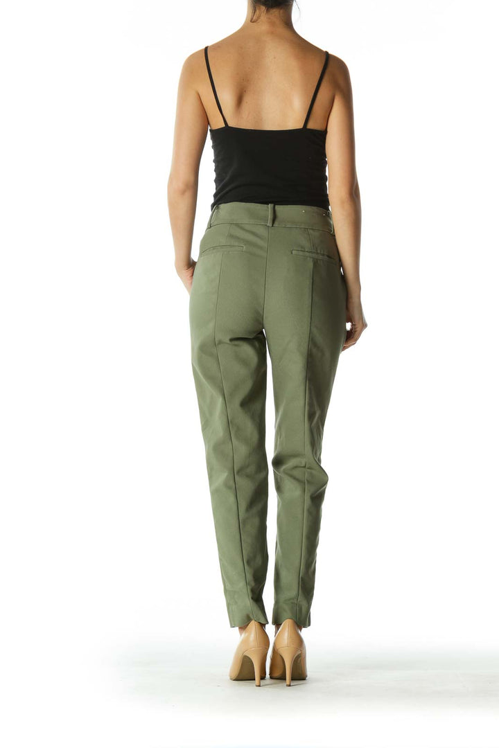 Green Slim Fit Capri Pant